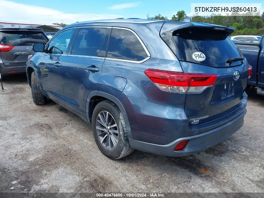 2018 Toyota Highlander Se/Xle VIN: 5TDKZRFH9JS260413 Lot: 40476680