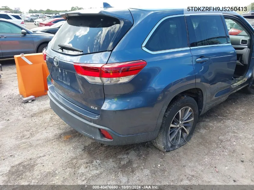 2018 Toyota Highlander Se/Xle VIN: 5TDKZRFH9JS260413 Lot: 40476680