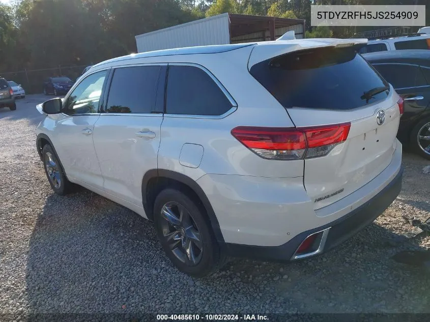 2018 Toyota Highlander Limited Platinum VIN: 5TDYZRFH5JS254909 Lot: 40485610