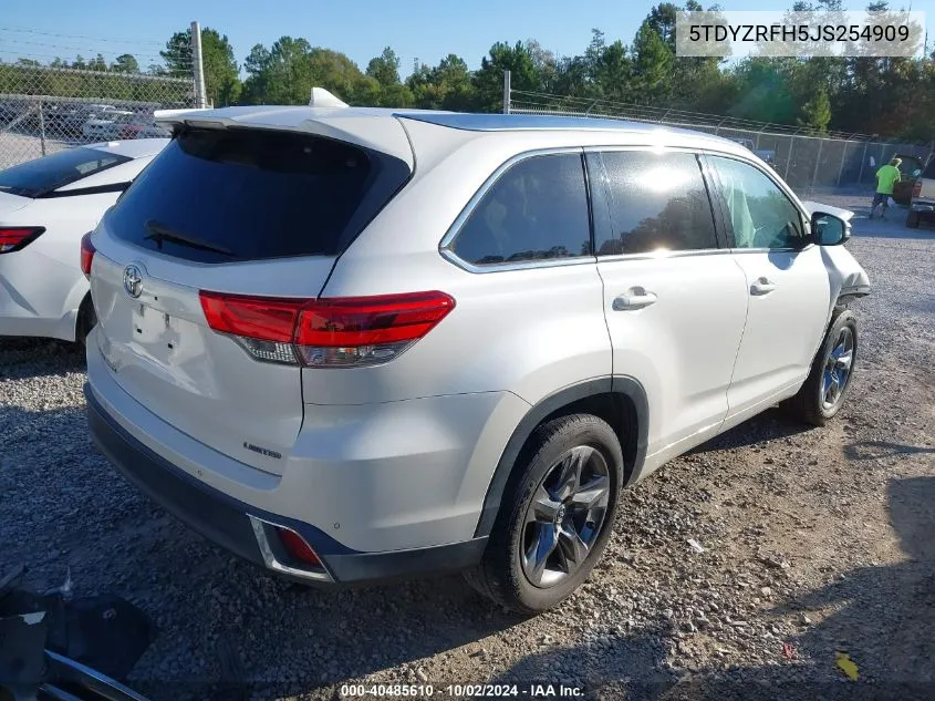 2018 Toyota Highlander Limited Platinum VIN: 5TDYZRFH5JS254909 Lot: 40485610