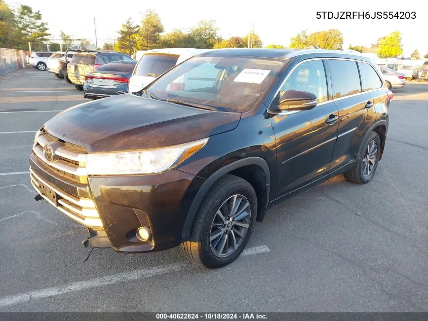 2018 Toyota Highlander Xle VIN: 5TDJZRFH6JS554203 Lot: 40622824