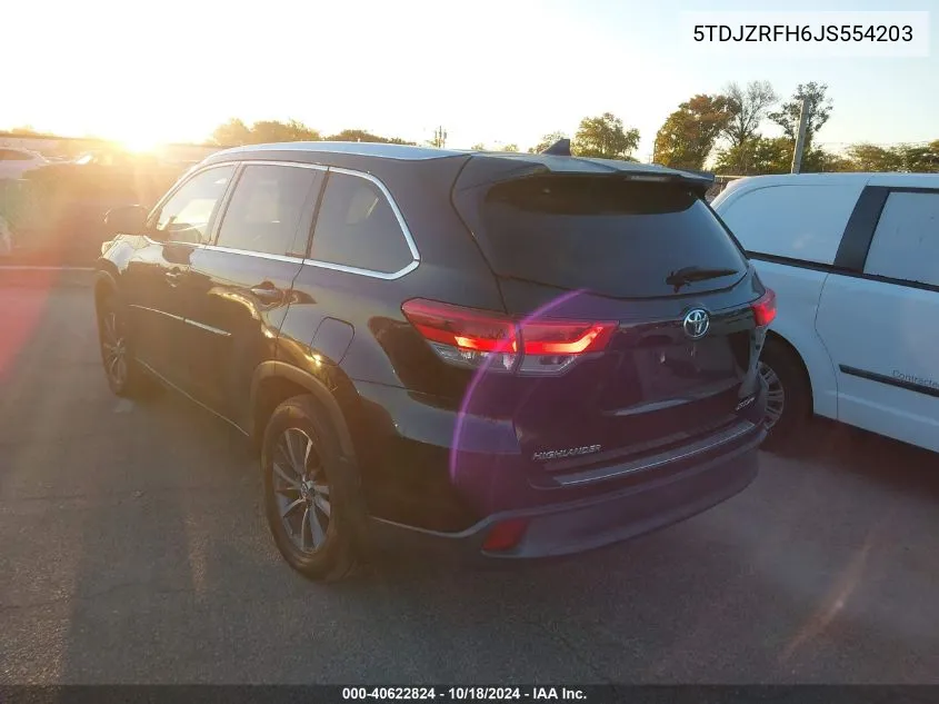 2018 Toyota Highlander Xle VIN: 5TDJZRFH6JS554203 Lot: 40622824