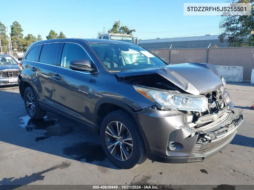 2018 Toyota Highlander Le VIN: 5TDZZRFH5JS255501 Lot: 40636949