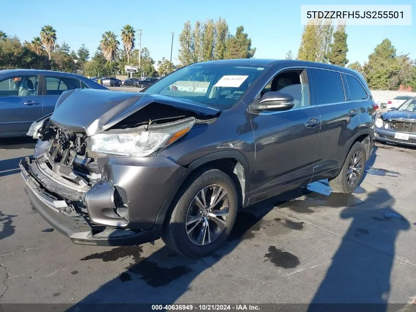 2018 Toyota Highlander Le VIN: 5TDZZRFH5JS255501 Lot: 40636949