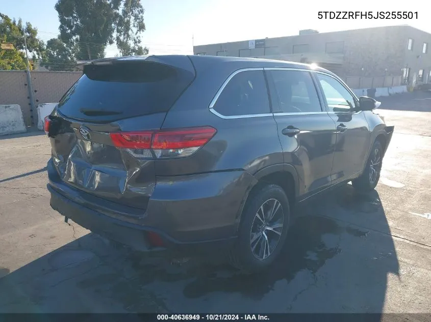 2018 Toyota Highlander Le VIN: 5TDZZRFH5JS255501 Lot: 40636949