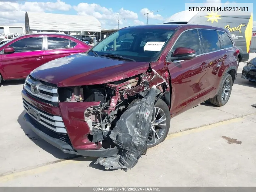 2018 Toyota Highlander Le VIN: 5TDZZRFH4JS253481 Lot: 40688339