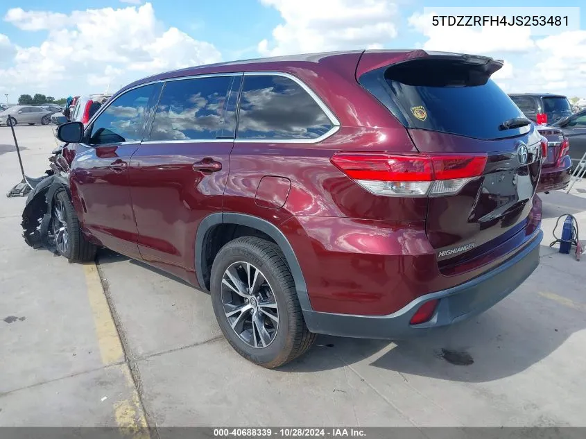 5TDZZRFH4JS253481 2018 Toyota Highlander Le