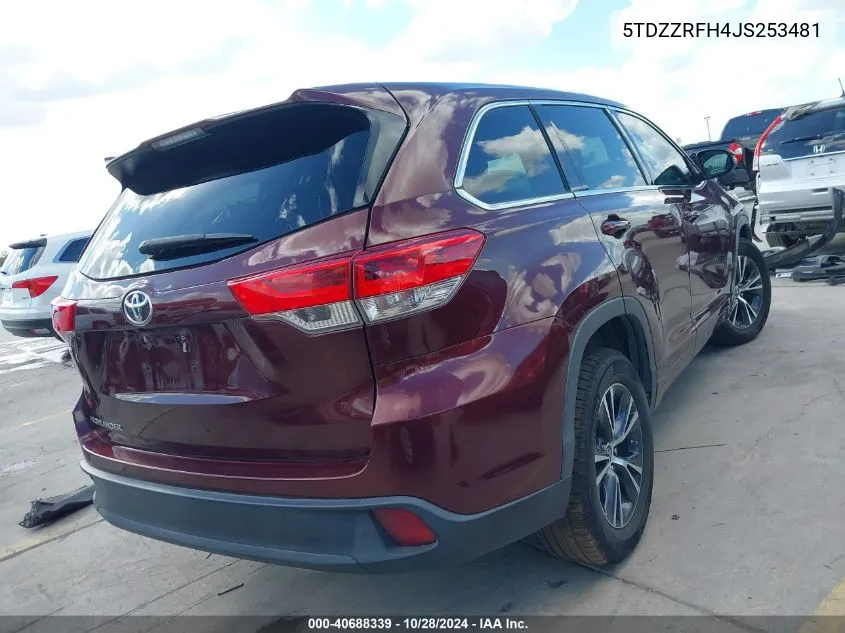 5TDZZRFH4JS253481 2018 Toyota Highlander Le