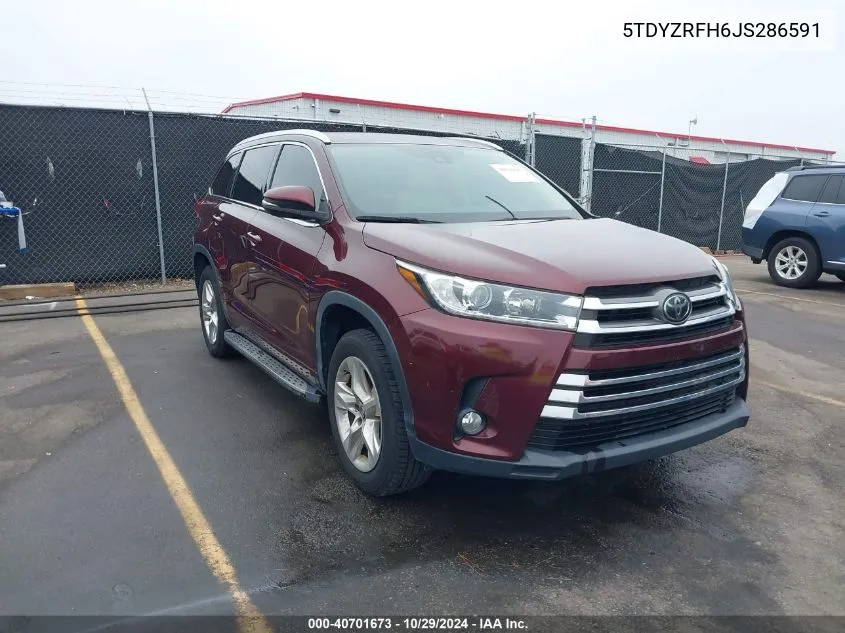 2018 Toyota Highlander Limited VIN: 5TDYZRFH6JS286591 Lot: 40701673