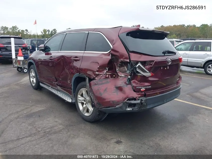 2018 Toyota Highlander Limited VIN: 5TDYZRFH6JS286591 Lot: 40701673