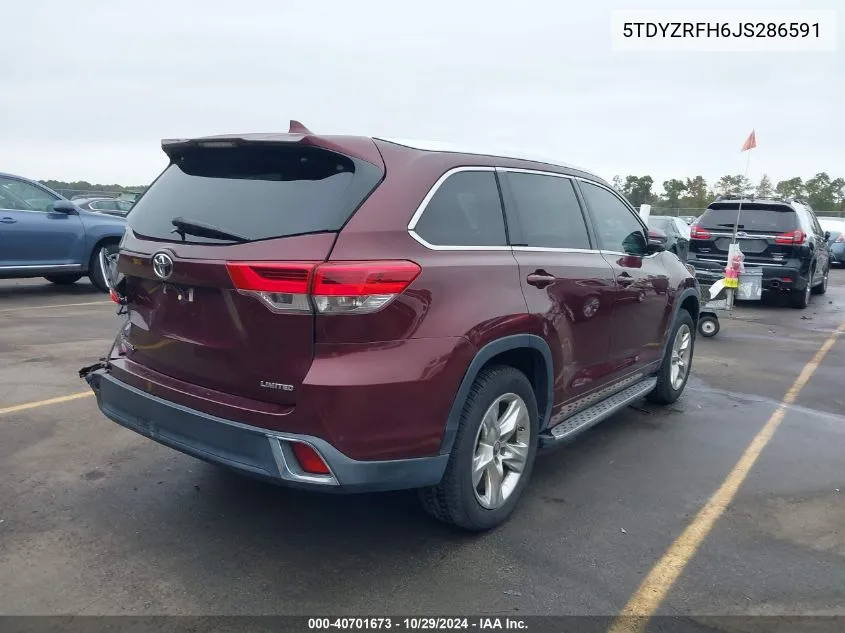 2018 Toyota Highlander Limited VIN: 5TDYZRFH6JS286591 Lot: 40701673