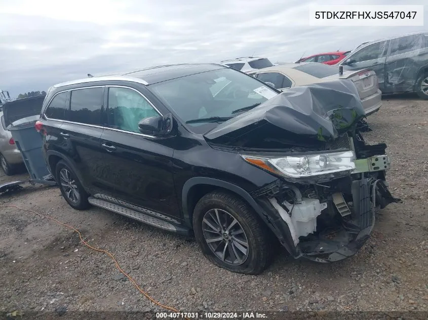 2018 Toyota Highlander Xle VIN: 5TDKZRFHXJS547047 Lot: 40717031