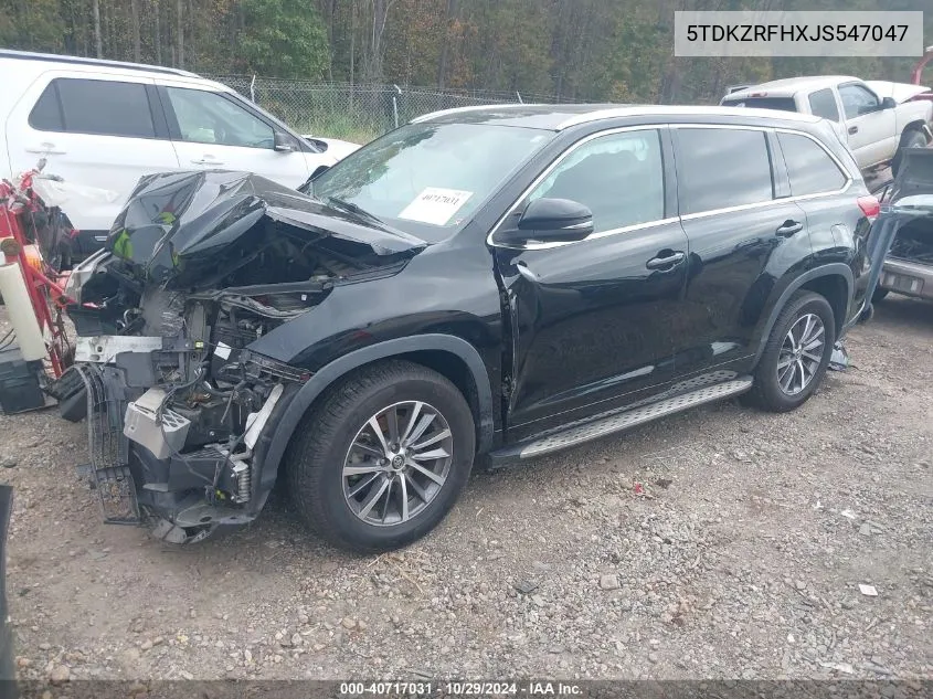 2018 Toyota Highlander Xle VIN: 5TDKZRFHXJS547047 Lot: 40717031