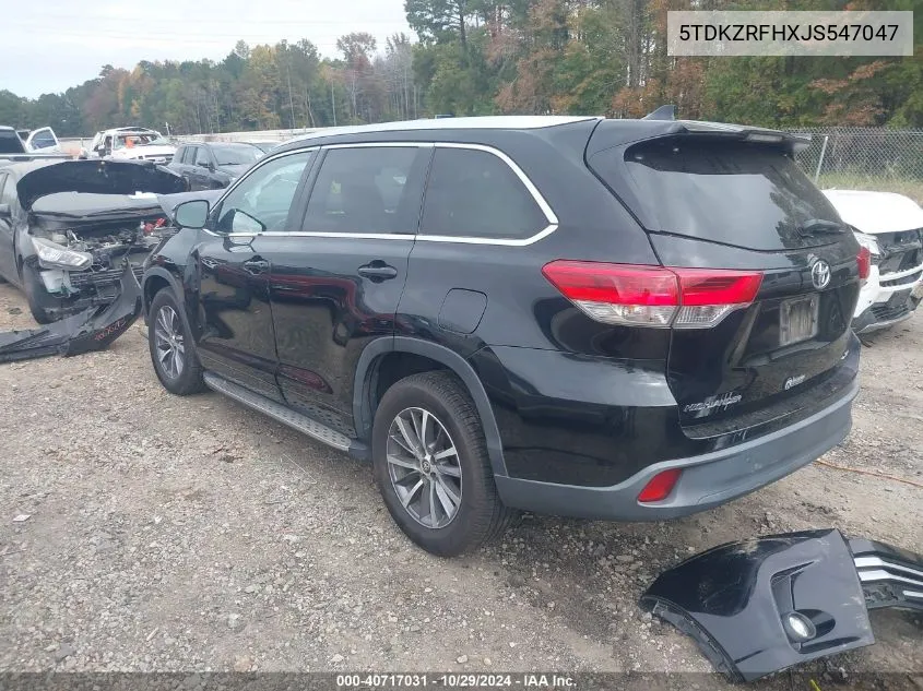 2018 Toyota Highlander Xle VIN: 5TDKZRFHXJS547047 Lot: 40717031