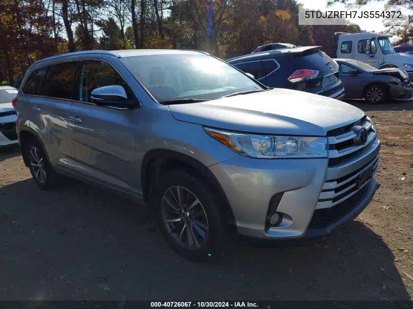 2018 Toyota Highlander Xle VIN: 5TDJZRFH7JS554372 Lot: 40726067