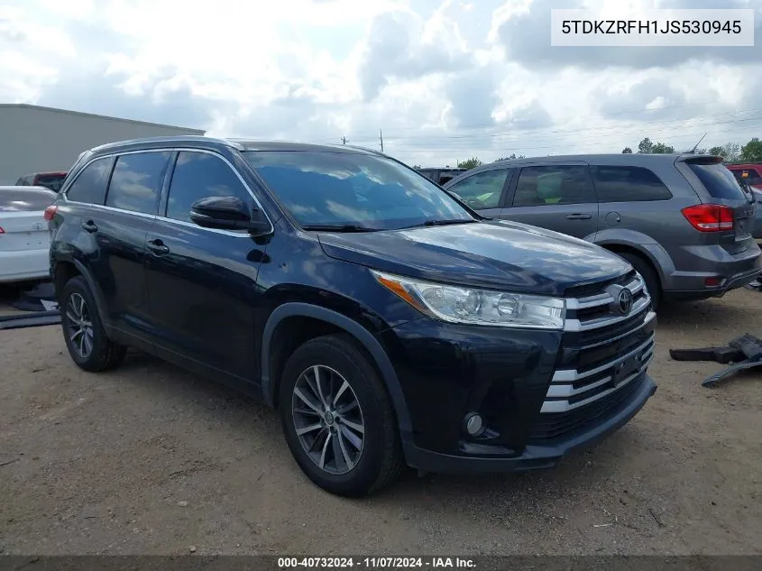 2018 Toyota Highlander Xle VIN: 5TDKZRFH1JS530945 Lot: 40732024