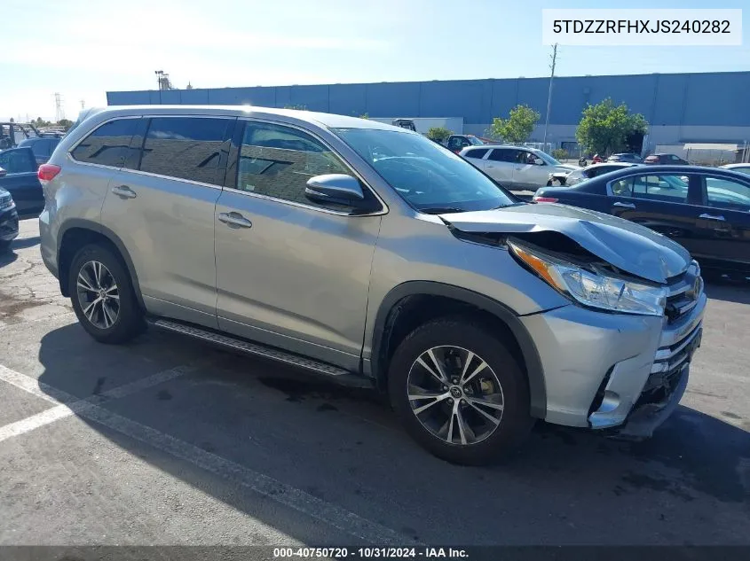 2018 Toyota Highlander Le VIN: 5TDZZRFHXJS240282 Lot: 40750720