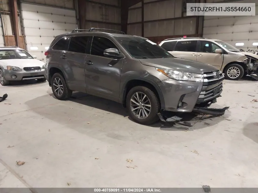 2018 Toyota Highlander Se/Xle VIN: 5TDJZRFH1JS554660 Lot: 40759091