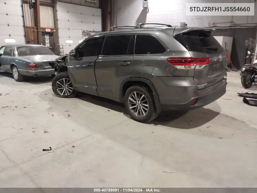 2018 Toyota Highlander Se/Xle VIN: 5TDJZRFH1JS554660 Lot: 40759091