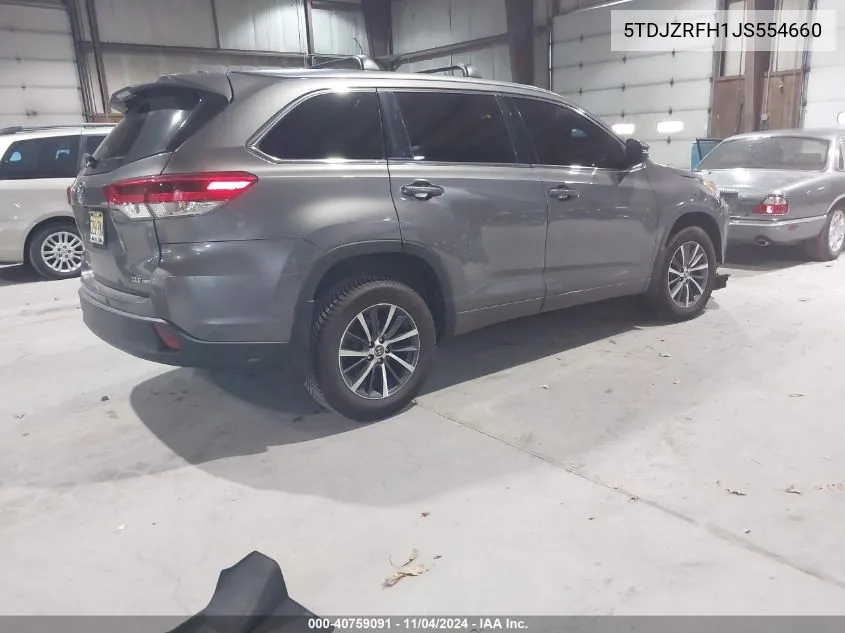 2018 Toyota Highlander Se/Xle VIN: 5TDJZRFH1JS554660 Lot: 40759091