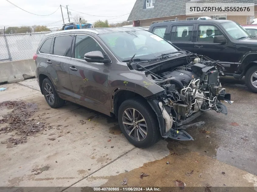 2018 Toyota Highlander Xle VIN: 5TDJZRFH6JS552676 Lot: 40780985