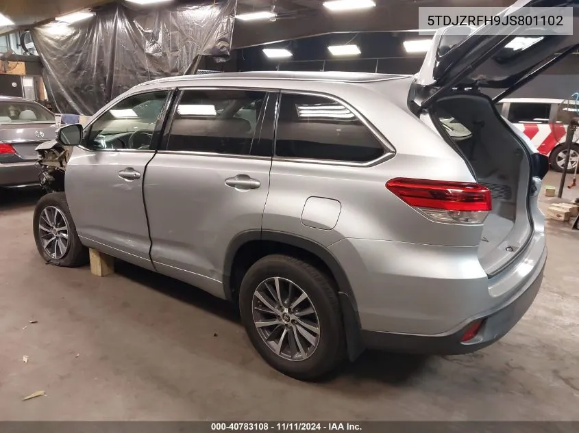 5TDJZRFH9JS801102 2018 Toyota Highlander Xle