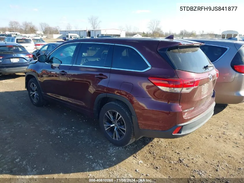 2018 Toyota Highlander Le Plus VIN: 5TDBZRFH9JS841877 Lot: 40810265