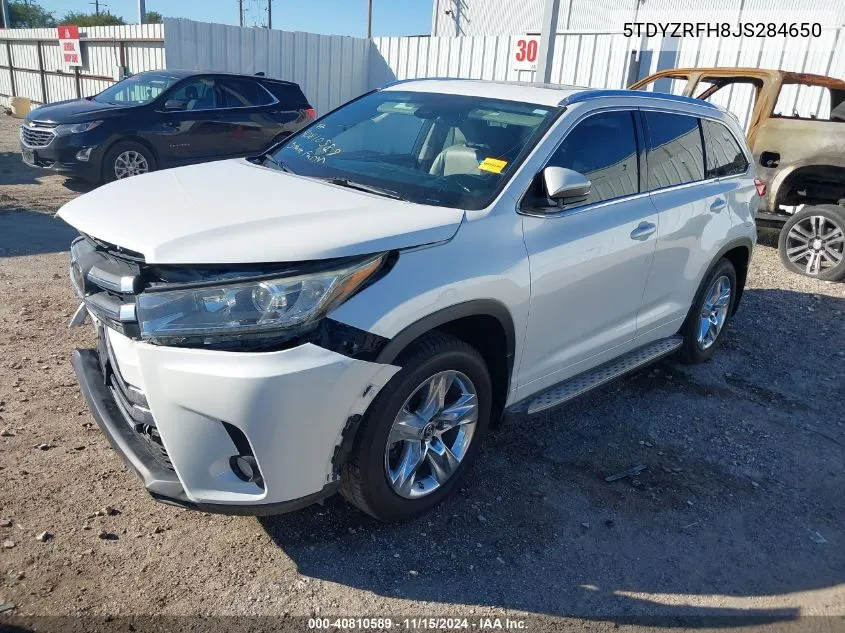 2018 Toyota Highlander Limited VIN: 5TDYZRFH8JS284650 Lot: 40810589