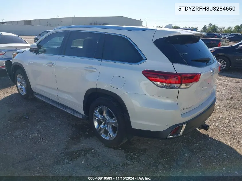 2018 Toyota Highlander Limited VIN: 5TDYZRFH8JS284650 Lot: 40810589