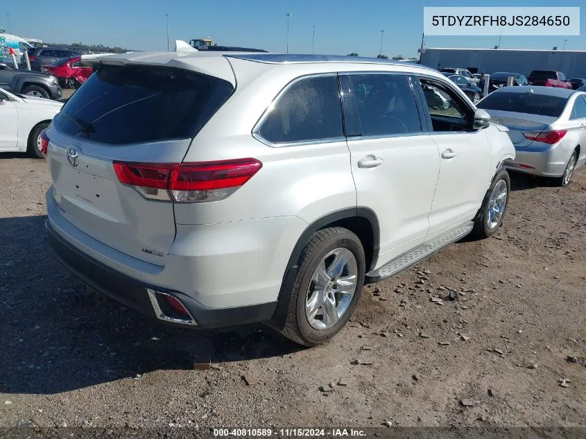 2018 Toyota Highlander Limited VIN: 5TDYZRFH8JS284650 Lot: 40810589