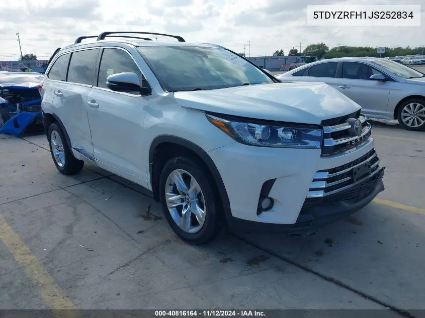 2018 Toyota Highlander Limited VIN: 5TDYZRFH1JS252834 Lot: 40816164