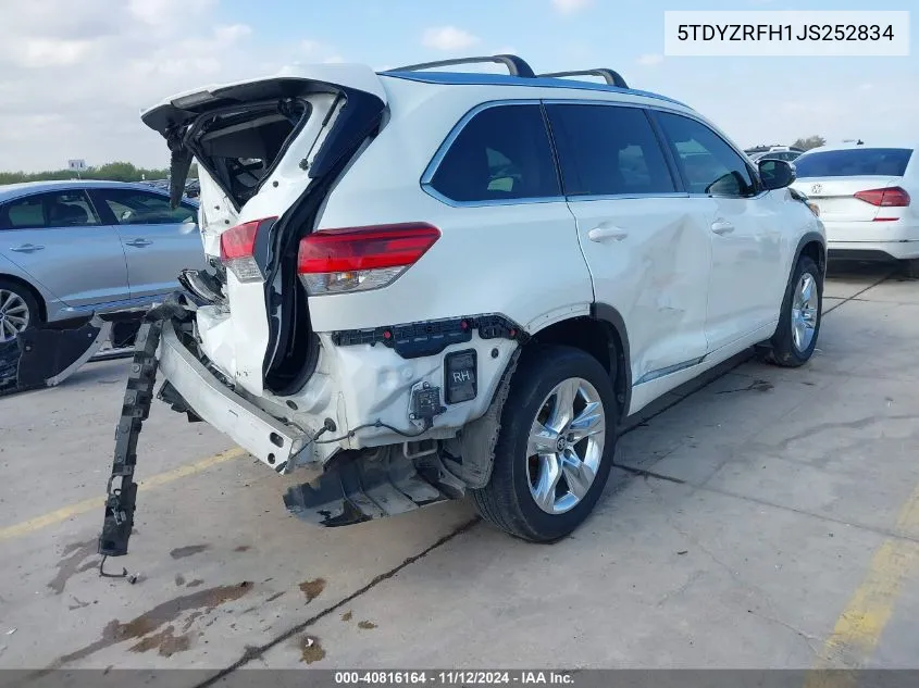 2018 Toyota Highlander Limited VIN: 5TDYZRFH1JS252834 Lot: 40816164