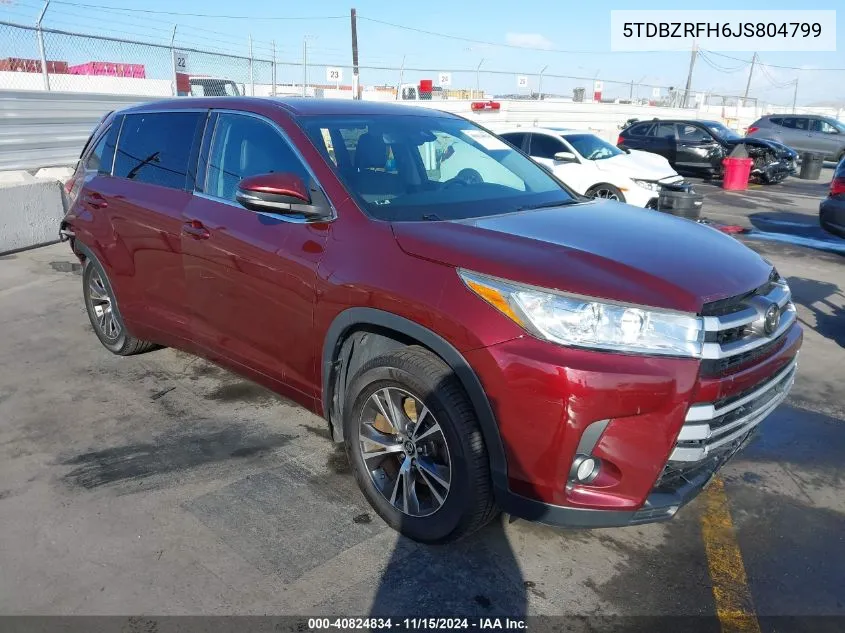 2018 Toyota Highlander Le Plus VIN: 5TDBZRFH6JS804799 Lot: 40824834