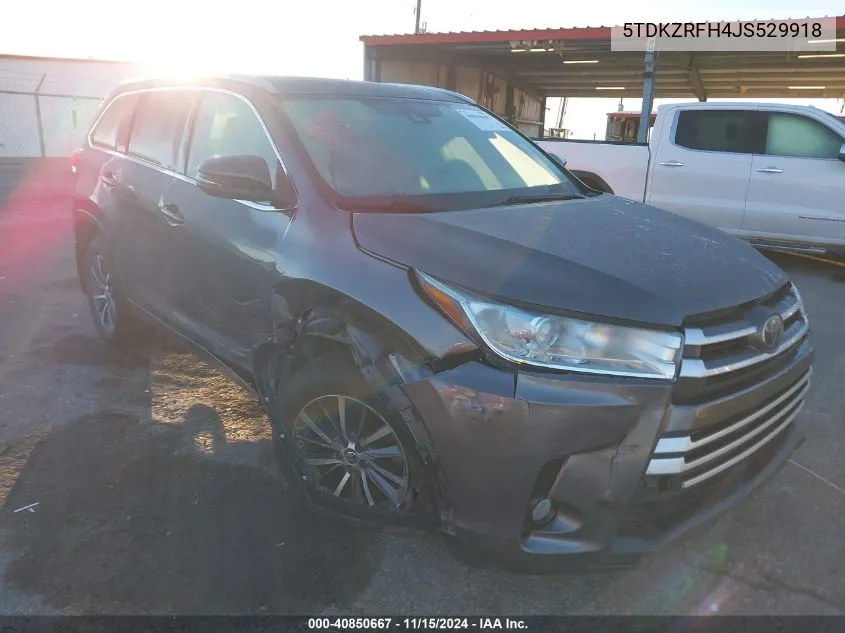 2018 Toyota Highlander Xle VIN: 5TDKZRFH4JS529918 Lot: 40850667