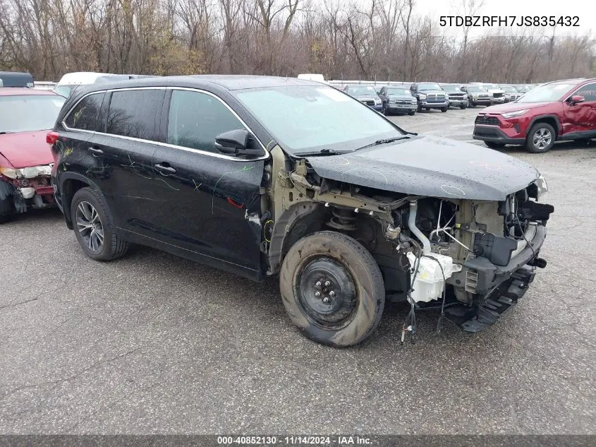 2018 Toyota Highlander Le Plus VIN: 5TDBZRFH7JS835432 Lot: 40852130