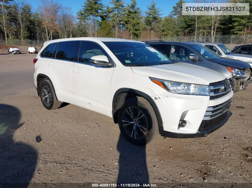 2018 Toyota Highlander Le VIN: 5TDBZRFH3JS821527 Lot: 40891793