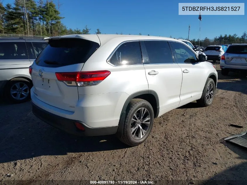 2018 Toyota Highlander Le VIN: 5TDBZRFH3JS821527 Lot: 40891793