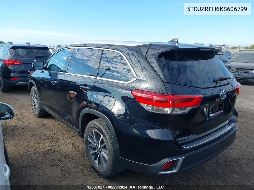 5TDJZRFH6KS606799 2019 Toyota Highlander Xle