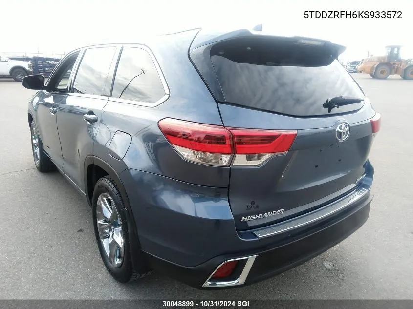 2019 Toyota Highlander Limited/Ltd Platinum VIN: 5TDDZRFH6KS933572 Lot: 30048899