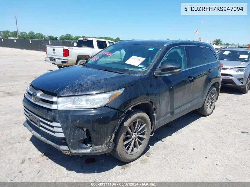 5TDJZRFH7KS947094 2019 Toyota Highlander Xle