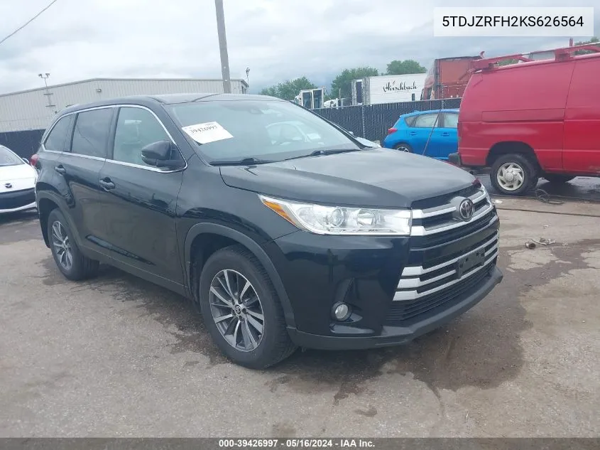 2019 Toyota Highlander Xle VIN: 5TDJZRFH2KS626564 Lot: 39426997