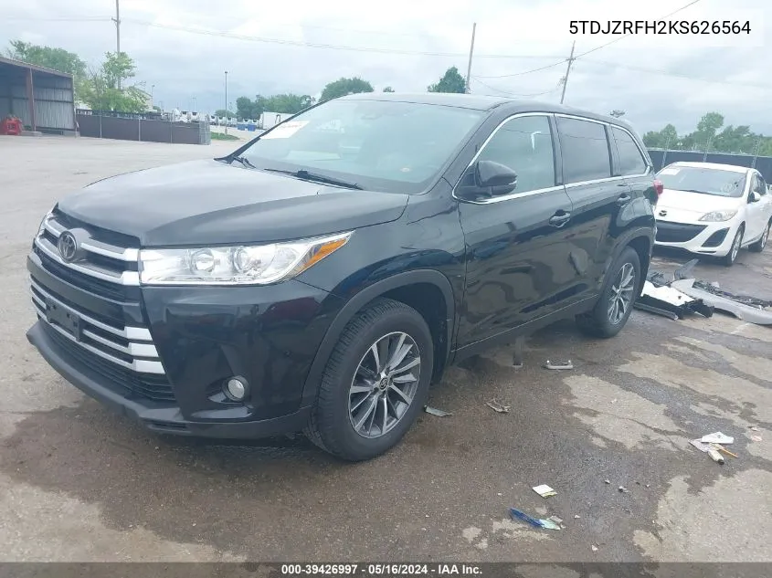 2019 Toyota Highlander Xle VIN: 5TDJZRFH2KS626564 Lot: 39426997