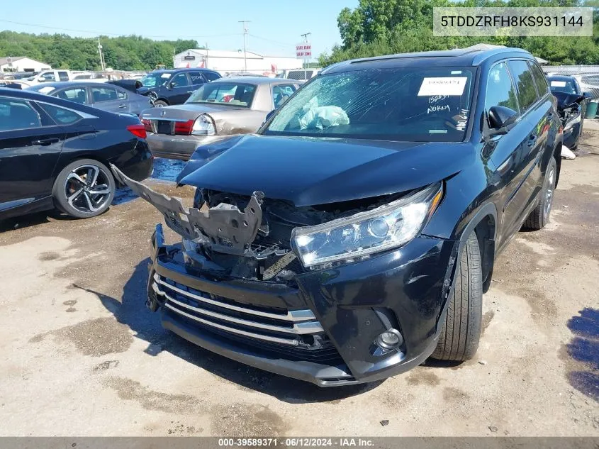 2019 Toyota Highlander Limited Platinum VIN: 5TDDZRFH8KS931144 Lot: 39589371