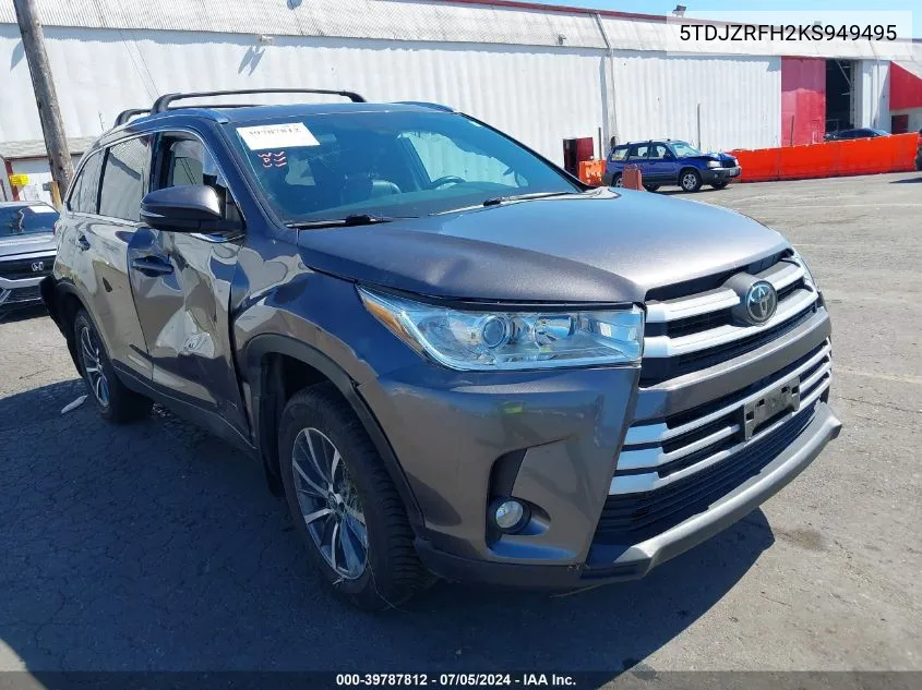 2019 Toyota Highlander Xle VIN: 5TDJZRFH2KS949495 Lot: 39787812