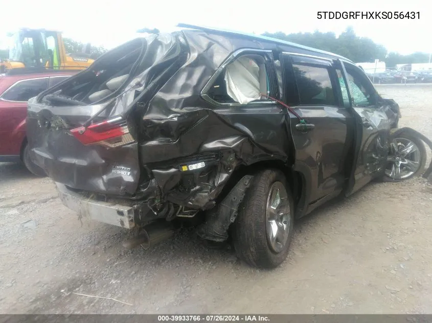 5TDDGRFHXKS056431 2019 Toyota Highlander Hybrid Limited Platinum