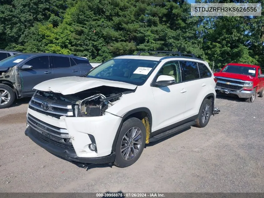 2019 Toyota Highlander Xle VIN: 5TDJZRFH3KS626556 Lot: 39958875