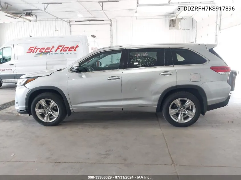 2019 Toyota Highlander Limited VIN: 5TDDZRFH7KS917896 Lot: 39986029