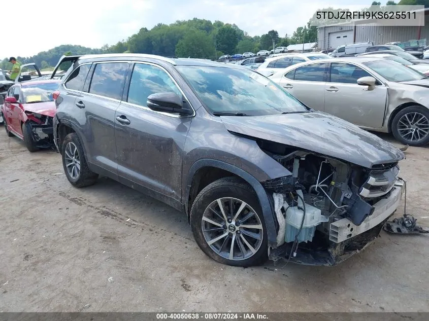 5TDJZRFH9KS625511 2019 Toyota Highlander Xle