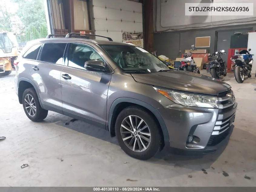 2019 Toyota Highlander Se/Xle VIN: 5TDJZRFH2KS626936 Lot: 40138110