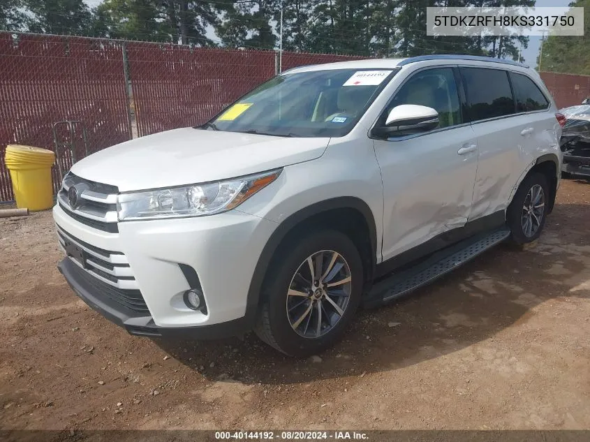 5TDKZRFH8KS331750 2019 Toyota Highlander Xle